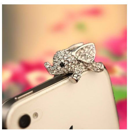 Full Rhinestone Flying Elephant Phone Dust Plug